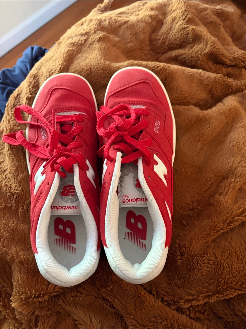 New Balance Kids Red and White Lace-Up Sneakers